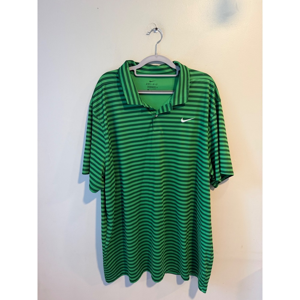 Nike Mens Dri-FIT Striped Golf Polo Shirt Green 3XL 477467-171